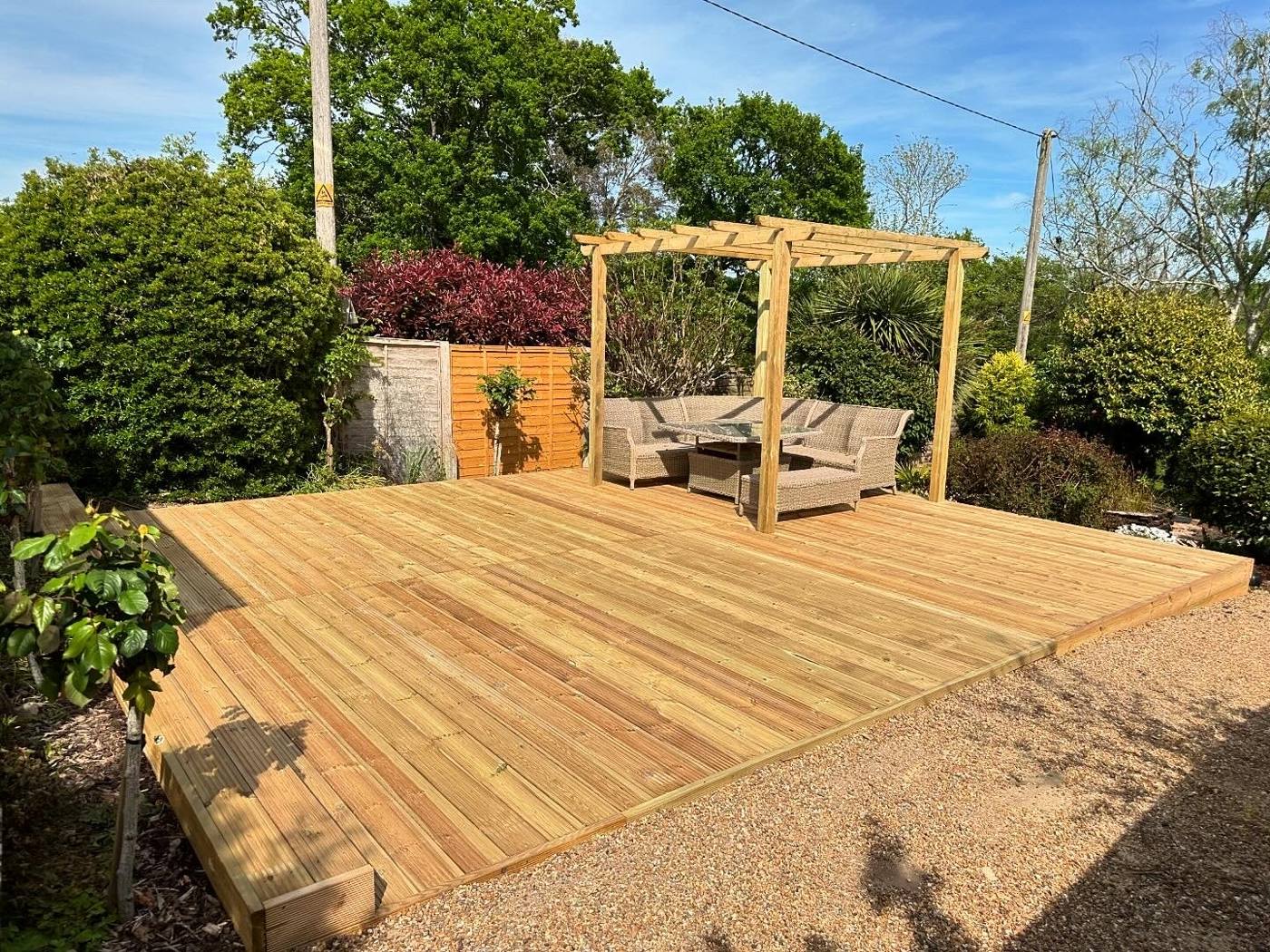 New timber decking with a pergola